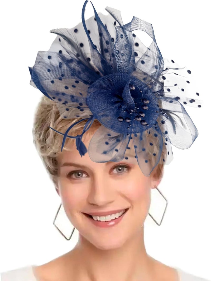 HIWIND Store Fascinators Hat Women Tea Party Headband Flower Cocktail Mesh Feathers Hair Clip Kentucky Derby Hat Wedding - Image 1